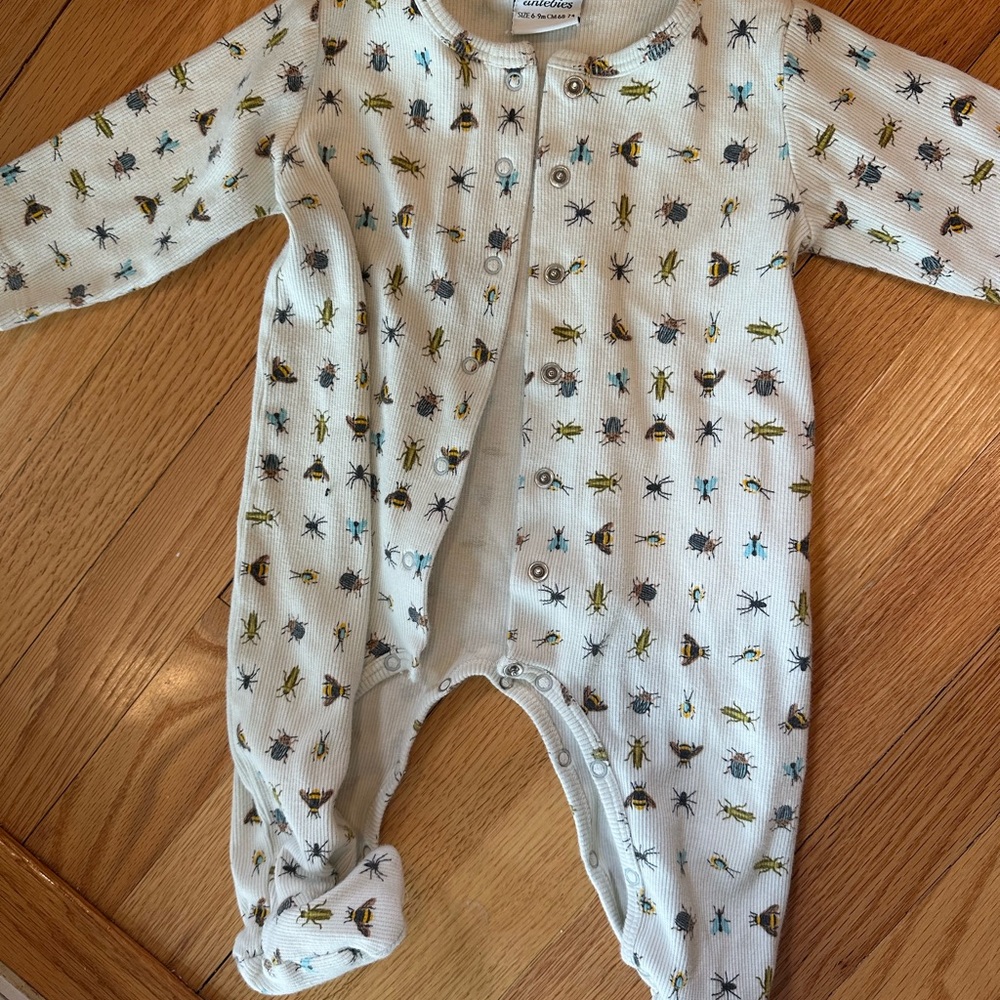 Cream Teddy Bear Print Footie One Piece